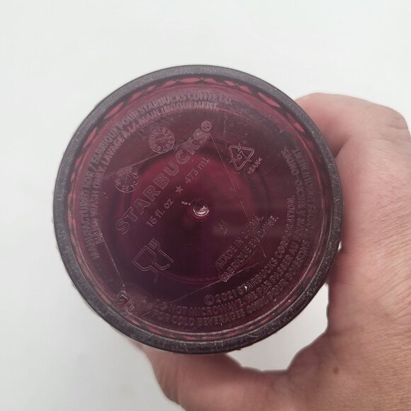 Starbucks Coffee Tumbler Jewel Tone Red Merlot No straw 2021 Holiday Diamond Tex - Picture 4 of 10